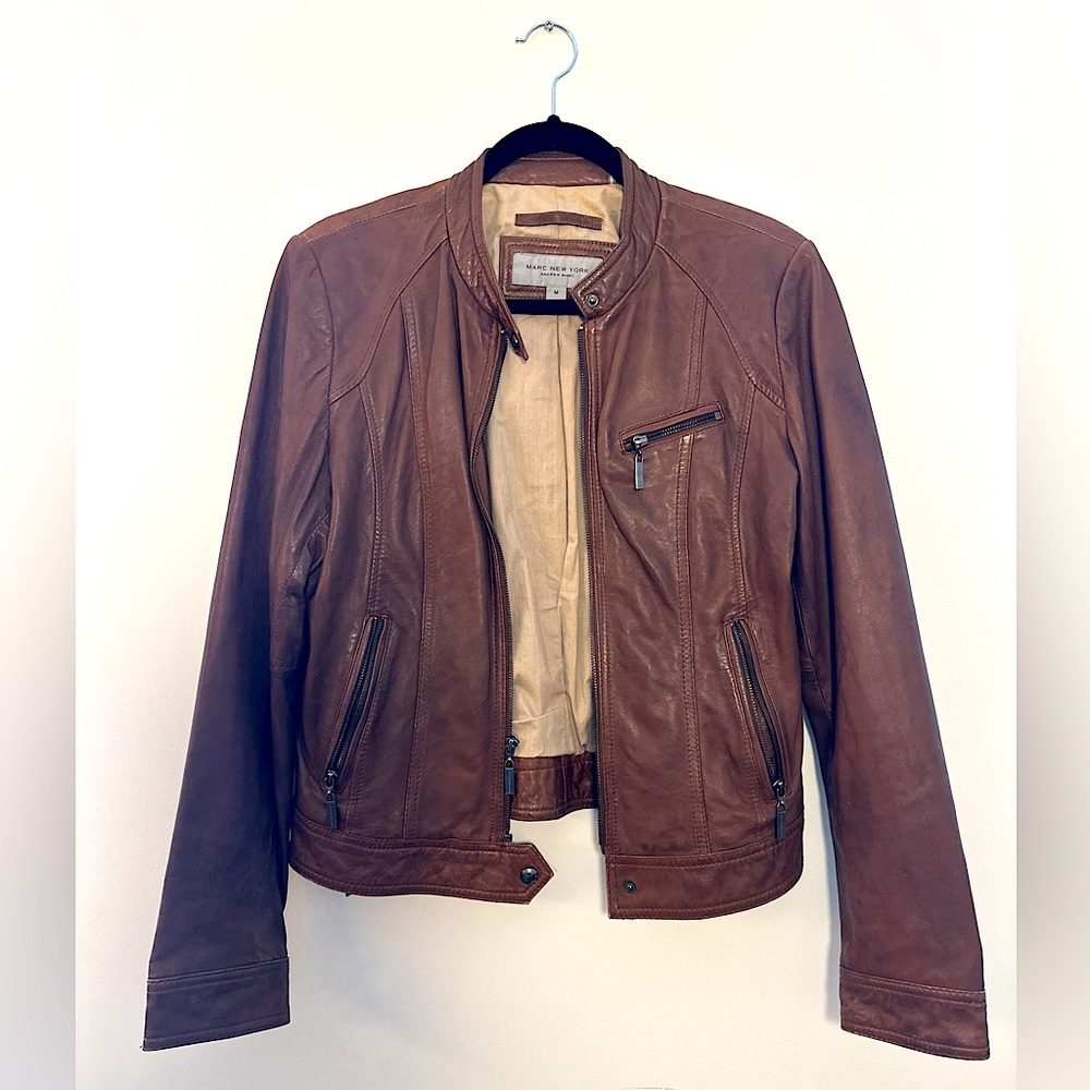 Brown Leather Moto Jacket